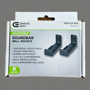 Adjustable Soundbar Mount Universal Wall Brackets Removable Lockable Up To 26 Lb